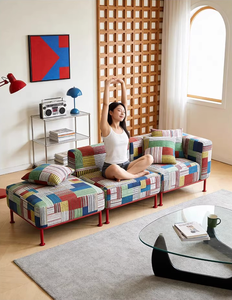 Canapé moderne Longstar, ensemble de canapés en tissu patchwork vibrant, style bohème tendance avec ottoman pour salon - Product Image 6