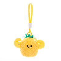 Schattige gespierde fruit pluche sleutelhangerset Kawaii buigende fruit dierenpop hanger grappige knuffel speelgoed tas polyester PP katoen