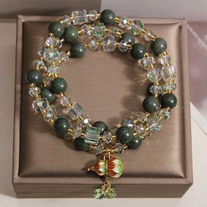 Multi-Gemstone Stone Beads for Women Multi-layered <b>Crystal</b> <b>Bracelet</b> with Incense Beads Women Three-Circle Gourd Pendant <b>Bracelet</b> - Product Image 5