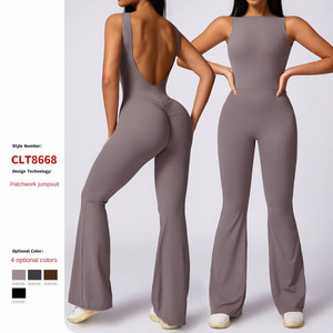Mono Deportivo de Yoga de una Pieza, sin Mangas, Transpirable, con Efecto Levanta Glúteos, Color Durazno, para Fitness - Product Image 2