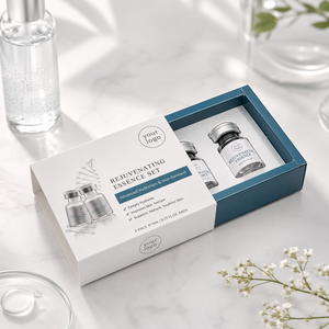 Caja de Embalaje de Medicamentos de Cartón Blanco Tipo Cajón Personalizada, Polvo de Péptidos para Belleza Médica, Esencia Líquida, Forro de Esponja - Product Image 2