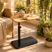 Table d'appoint latérale en forme de C, réglable en hauteur, table de lit mobile avec roulettes pour petits espaces domestiques
