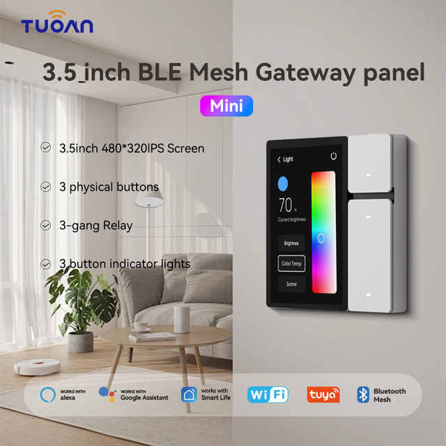 TUOAN 2026 Smart Home Control Panel Tuya Zigbee Wall Switches Home Automation LCD Screen IR Remote Controller