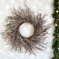 Couronne de Noël naturelle tressée à la main en branches séchées pour B&B, décoration douce, toile de fond photo, fête de fin d'année