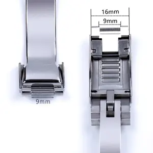 Boucle de montre en <span class=keywords><strong>acier</strong></span> inoxydable de 16mm pour Rolex DAYTONA <span class=keywords><strong>SUBMARINER</strong></span> GMT fermoir de bracelet de montre à réglage fin accessoires de bouton en métal - Product Image 2