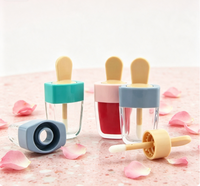 Tube de gloss à lèvres en forme de crème glacée 5ml, multicolores, emballage cosmétique personnalisé avec logo