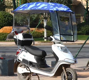 蓝天白云图案电动滑板车雨伞户外防风遮阳罩摩托车方形电动自行车伞