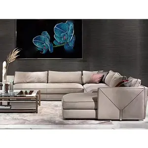 Italian luxury design home furniture modern living room sofa set genuine leather sofas