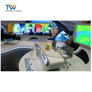 Muebles de Diseño Moderno para Podcast, Mesa de Estudio para Estación de TV, Escritorio de <span class=keywords><strong>Noticias</strong></span> de Transmisión - Product Image 2