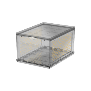 Smoke <b>Black</b> Stackable Box Folding <b>Bin</b> Multi-Functional Shoe Box Plastic Sneakers <b>Recyclable</b> Box Gold Heart Pattern - Product Image 1