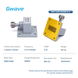 WR-112 đến N nữ ống dẫn sóng góc phải để dỗ dành bộ điều hợp 6.57-9.99Ghz với các bộ phận Viễn Thông mặt bích ubr84 - Product Image 2