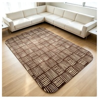 Tapis en acrylique marron pour salon, prix de gros, tapis de chambre à coucher à motifs linéaires