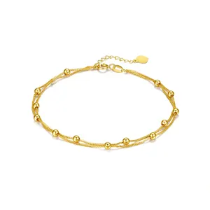 Nine's новейший дизайн 18K чистого золота из бисера браслет-цепочка модные чистое золото 18 карат, прекрасный Шариковая цепь браслеты