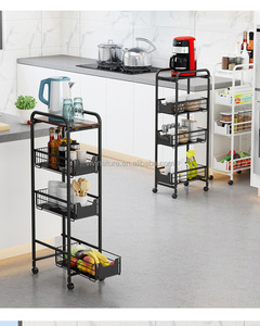 Chariot de rangement, chariot roulant de cuisine avec tiroir en fil métallique - Product Image 3