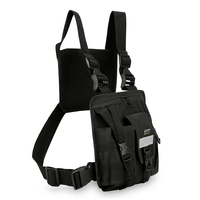 Sac à dos tactique noir à double poche poitrine avec cadre externe universel pour radio CB et talkie-walkie, idéal pour le sport