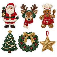 En gros, Patch en chenille brodé 3D, motifs Père Noël, Canne à sucre, Aigue-vive, Cœur, Fleur, thermocollant, Cadeau de Noël pour chapeau et veste