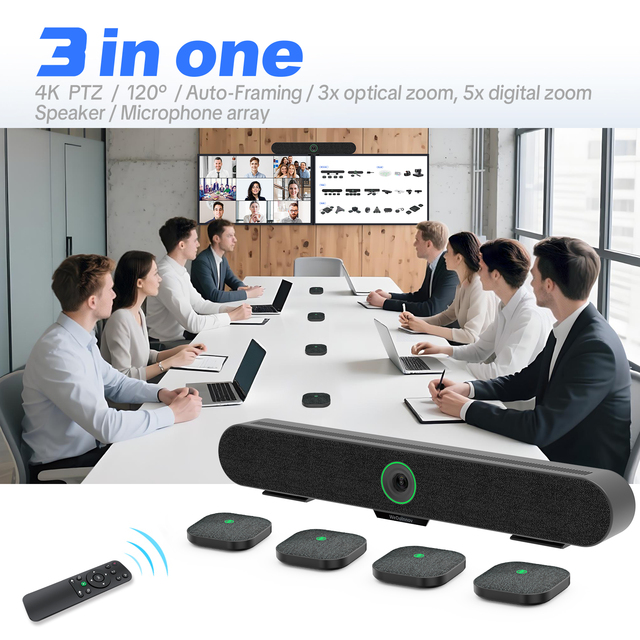 HD Wireless Video Conference Camera with Mic Array Clear Voice Pickup for Online Meeting