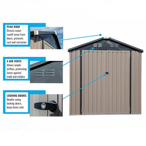 Abri de jardin en acier galvanisé AJUNION 6x4, abri de rangement pour outils, abri de jardin pour cour - Product Image 2