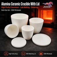 Creuset en céramique d'alumine avec couvercle, haute pureté, réfractaire, en corindon, pour fusion et frittage en laboratoire, vente en gros OEM