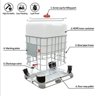 Réservoir IBC de 1000L, nouvelle marque Sucheng, conteneur en plastique moulé par soufflage, réservoir de stockage d'eau, noir/blanc, Shanghai en stock
