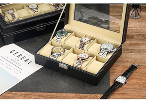 Boîte à montres de luxe personnalisée à 6 emplacements, en cuir, étanche, en daim, avec serrure, pour le voyage - Product Image 6
