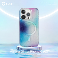 Coque de téléphone de luxe à paillettes dégradées avec protection antichoc 360° en TPU+PET, compatible avec la charge sans fil magnétique IMD IML pour 11-17 Pro Max