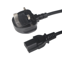 Câble d'alimentation AC H05VV-F 3x1.5mm2 1.5m Noir, prise britannique standard 3 broches vers IEC320 C13, utilisation intérieure et pour ordinateur