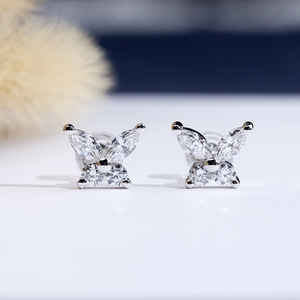 Pendientes de diamantes con forma de marquesa y redonda en plata S925 de Messi Jewelry MSE-883 para mujer - Product Image 2