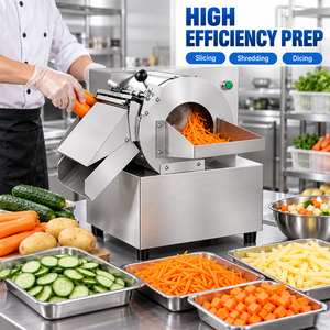 Cortadora de Verduras Eléctrica Multifuncional de Acero Inoxidable Comercial para Rebanar, Triturar y Cortar en Cubos Patatas, para Uso en Restaurantes y Cocinas - Product Image 1