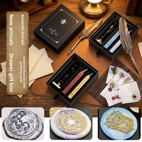 Coffret Cadeau Kit de Cire à Cacheter Métallique avec Tampon de Cachet Gravé Personnalisé et Bâtonnets de Cire pour Invitations de Mariage et Fournitures de Journalisation