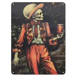 Lustiges Metall-Stick-Aufschlag Poster Halloween-Wanddekor für Cafe Heim Retro Club Bar Badezimmer Poster Wandkunst 8 × 12 Zoll