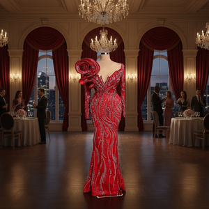Luxury Strapless Floor-Length Evening Dress Built-in Bra Breathable Sustainable Sexy Bridesmaid Party Elegant Beads Mermaid Plus - Product Image 3