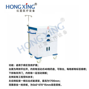 Hongxing Hx E14 Plastic Steel Medical Emergency Rescue Cart 695x475x950mm 4 Layers Hospital <b>Trolley</b> - Product Image 4