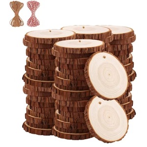 <b>Wood</b> <b>Slice</b> Ornaments With String For DIY Craft Decoration Natural <b>Wood</b> Round Discs For Christmas And Festival Crafts - Product Image 5