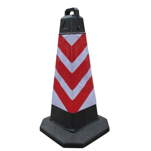 Cônes de signalisation routière haute visibilité 750 mm personnalisables, sécurité routière, PE/PVC, base 380x380 mm, 4 kg, prismatiques haute intensité - Product Image 1
