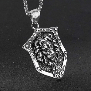 Collar de Acero Inoxidable con Colgante de Escudo de León, Estilo Hip Hop, Punk, para Hombre, Joyería Masculina - Product Image 2