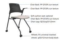 Chaise de bureau ergonomique pliable avec roulettes, chaise de conférence adaptée aux immeubles de bureaux, écoles, appartements