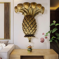 Étagère murale Art Déco ananas en résine dorée antique avec support design pour la décoration intérieure du salon et la décoration murale