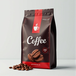 Sac à <span class=keywords><strong>café</strong></span> personnalisé avec valve et fermeture éclair, emballage en plastique à fond plat debout, imprimé, 500g, pochette en mylar mat en aluminium - Product Image 3