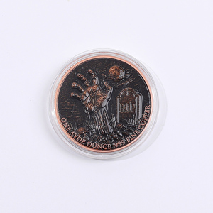 Moneda de cobre puro de 1 onza .999, diseño de <span class=keywords><strong>zombie</strong></span> en relieve 3D, estilo horror, moneda redonda para regalo de Halloween - Product Image 2
