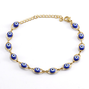 Zogxin Evil Eye <b>Bracelet</b> Mixed Colors 18K Gold Plated Titanium Steel Women's Jewelry Gift - Product Image 2