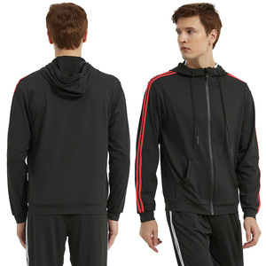 Hommes automne fermeture éclair à manches longues hauts <span class=keywords><strong>noir</strong></span> sweats à capuche de sport course entraînement survêtement respirant polyester séchage rapide veste à capuche - Product Image 2