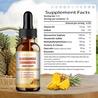 Supplément de sulfate de chondroïtine OEM Gouttes de liquide de glucosamine chondroïtine MSM végétalienne avec huile de quercétine bromélaïne MSM de curcuma