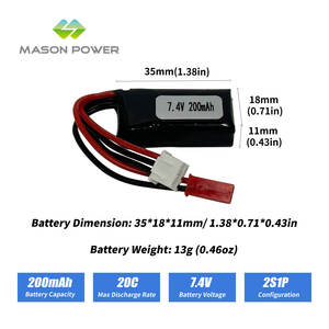 Hafif 2S 7.4V 200mAh Lipo 20C RC Drone Pil Paketi Küçük FPV Drone'lar ve RC Oyuncaklar için - Product Image 2