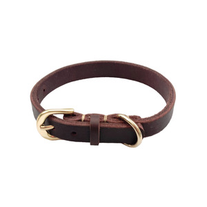 Robustes Verstellbares Hundehalsband - Distressed Vollnarbenleder, Hochbelastbare Zinklegierung-Hardware, Vintage Workwear-Stil - Product Image 5