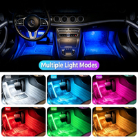 Lampes LED pour l'intérieur de la voiture 4 en 1 avec capteur de mouvement, éclairage ambiant RGB, lampe de décoration intérieure à allumage et extinction automatiques