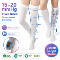 Bas de contention anti-thrombotiques en tricot ODM, chaussettes de compression blanches, chaussettes élastiques en nylon à gradient, chaussettes de compression pour jeunes