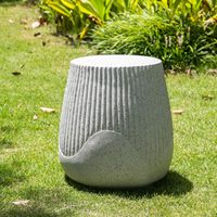 Table basse de jardin en terrazzo moucheté, côtelée et striée, en MgO, moderne, durable, mobile, résistante aux intempéries, pour intérieur et extérieur