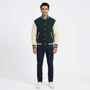 Blouson Bomber Varsity Homme Tendance en Coton et Polyester, Coupe Oversize, Col Montant Personnalisé, Logo Frontal, OEM FINER THREADS, Hiver - Product Image 1