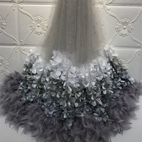 Tissu en dentelle florale 3D de luxe léger fait main, broderie fantaisie, maille de tulle française 100% polyester biologique, style Princesse
